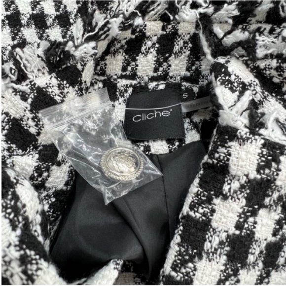 Cliche Black/White Women's Houndstooth Blazer Size S - Picture 5 of 9